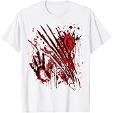 Blood Splatter Shirt Bloody Halloween Zombie Red Hand T-Shirt