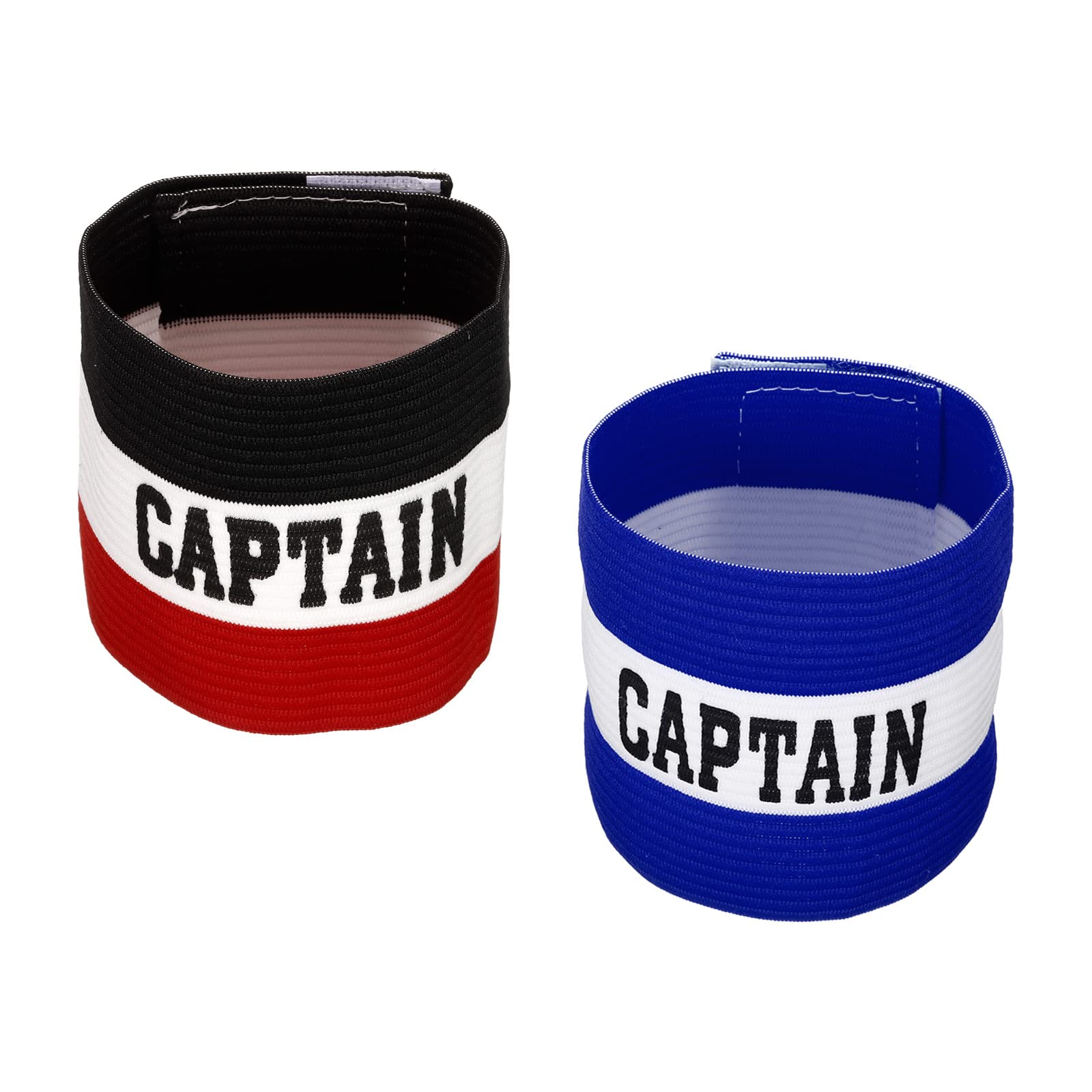 PATIKIL Captain's Armband, 2 Pack Elastic Arm Band for Soccer Team Training, Blue Black Red