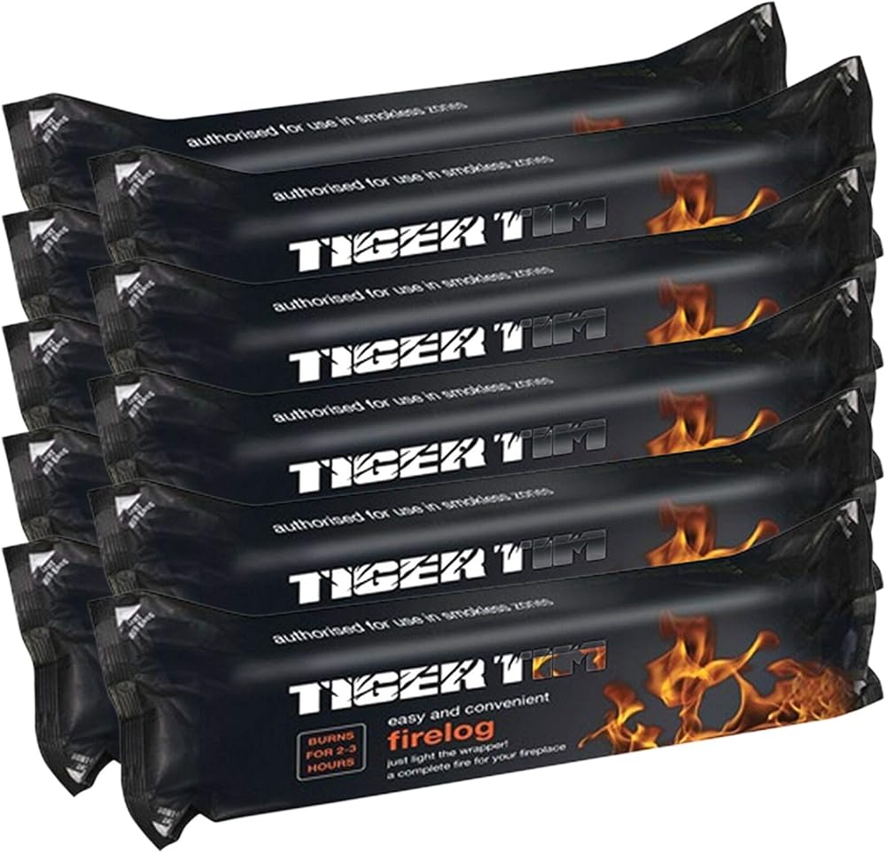Tiger Tim Smokeless Fire Logs 1.1kg 2-3 Hours Open Fire Stove Instant Lighting