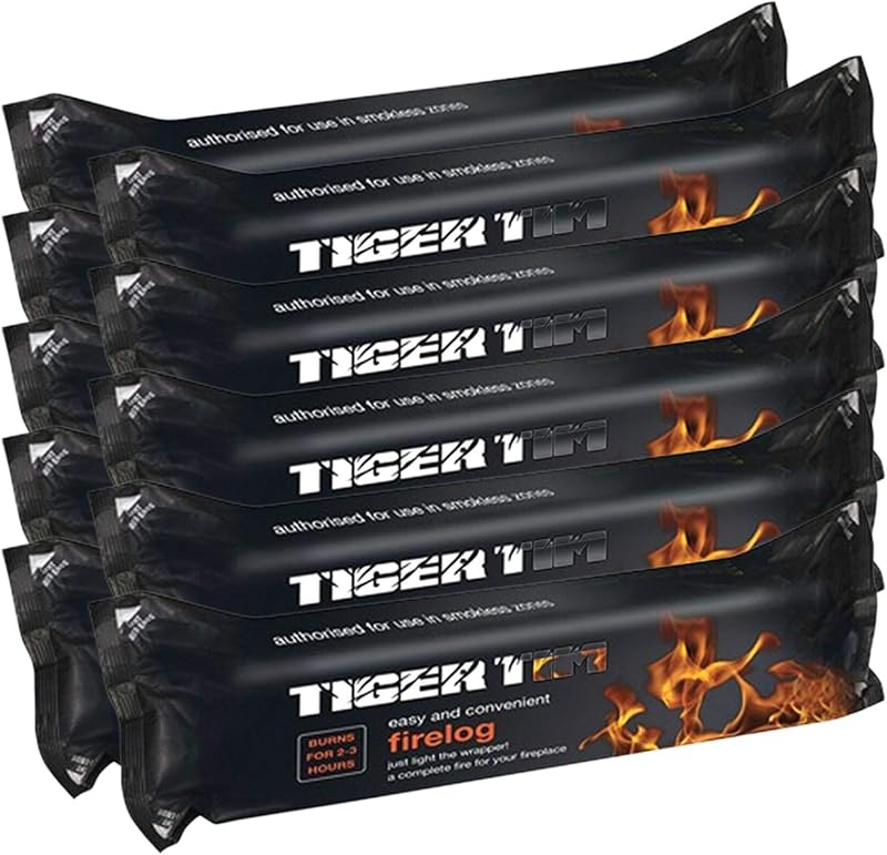 Tiger Tim Smokeless Fire Logs 1.1kg 2-3 Hours Open Fire Stove Instant Lighting