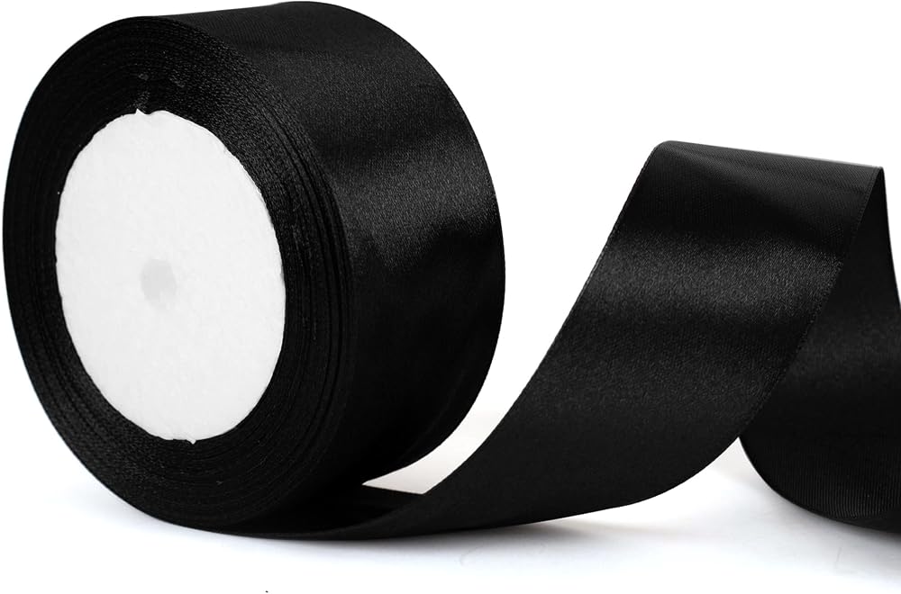 YAAVAAW 22m x 50mm Black Satin Ribbon Thick Gift Wrapping Wedding Decor
