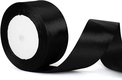 YAAVAAW 22m x 50mm Black Satin Ribbon Thick Gift Wrapping Wedding Decor