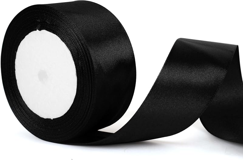 YAAVAAW 22m x 50mm Black Satin Ribbon Thick Gift Wrapping Wedding Decor