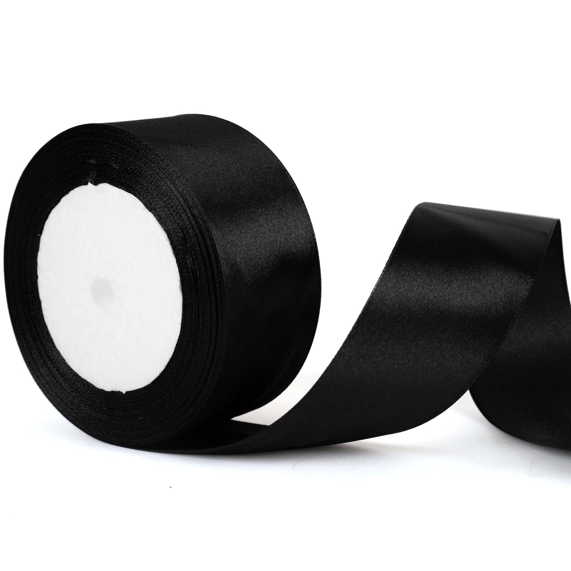 50mm Wide Black Thick Ribbon for Gift Wrapping 22m, Thick Black Ribbons Fabric Satin Ribbon for Present Wrapping Christmas Florist Bouquet Cake Hair Bow Crafting Wedding Car Decoration