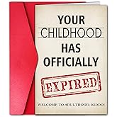 Esivelo Funny 18th Birthday Card for Him Her, Rude 18 Year Old Birthday Card, Special Bday Gift for 18 Year-Old Son Daughter Best Friend Adult (Childhood has Expired)