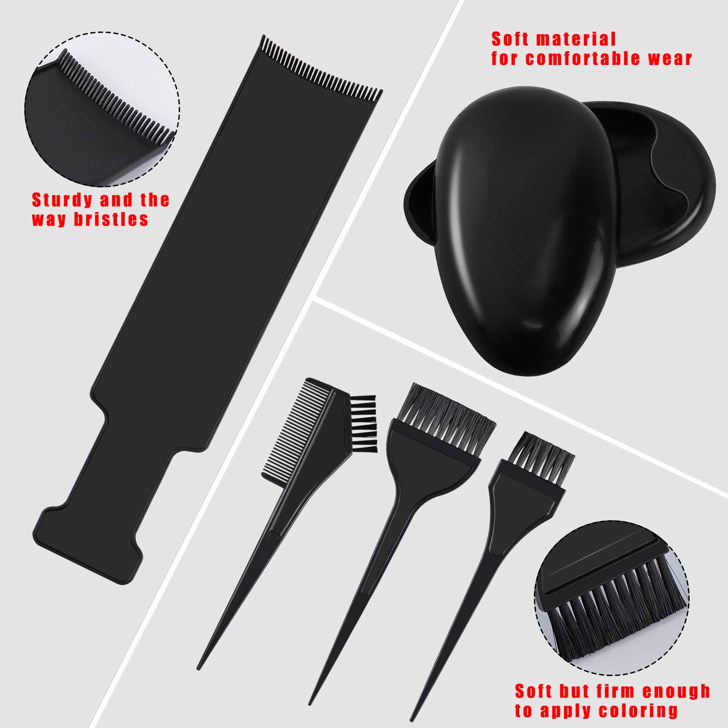 Dreamtop 18 PCS Hair Dye Coloring Kit Hair Tinting Bowl Dye Brush Ear Cover Gloves Hair Highlighting Board Dye Mixer and Hair Coloring Cape For Salon and Home Use Hair Coloring Hair Dryers : Beauty