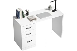 HOMCOM Computer Desk with 3 Drawers, 47" Home Office Desk with Adjustable Hanging Rails for Letter A4 Files, 1.2" Thick Top, 