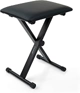 Crystals Single Braced X Frame Music Keyboard Stand and Chair Set Black view 3