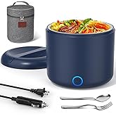 Akhia 41-Ounce Electric Lunch Box 80W Heated Lunch Box, Portable Food Warmer for Work with 1.2L 304 Stainless Steel Container 12V/24V/110V/220V Compatibility Car Truck Valentine's Gift for Men Woman