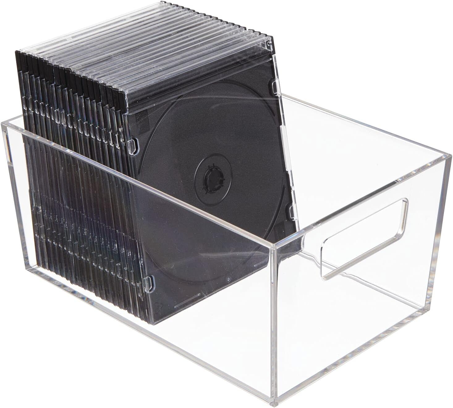 mDesign Rectangular Plastic Office Supplies Storage Organizer Bin with Handles for Paper Pads, Pens, Pencils, Dry Erase Markers, Highlighters, Sticky Notes, Mailing Labels - Small, 2 Pack - Clear: Home & Kitchen