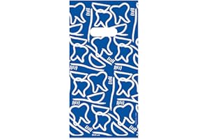 Practicon Dental Drawings 6" x 12" Dental Giveaway Bag, Dental Hygiene Patient Care Goodie Bag, Dentist Office Plastic Gift Bags, 100 Pack