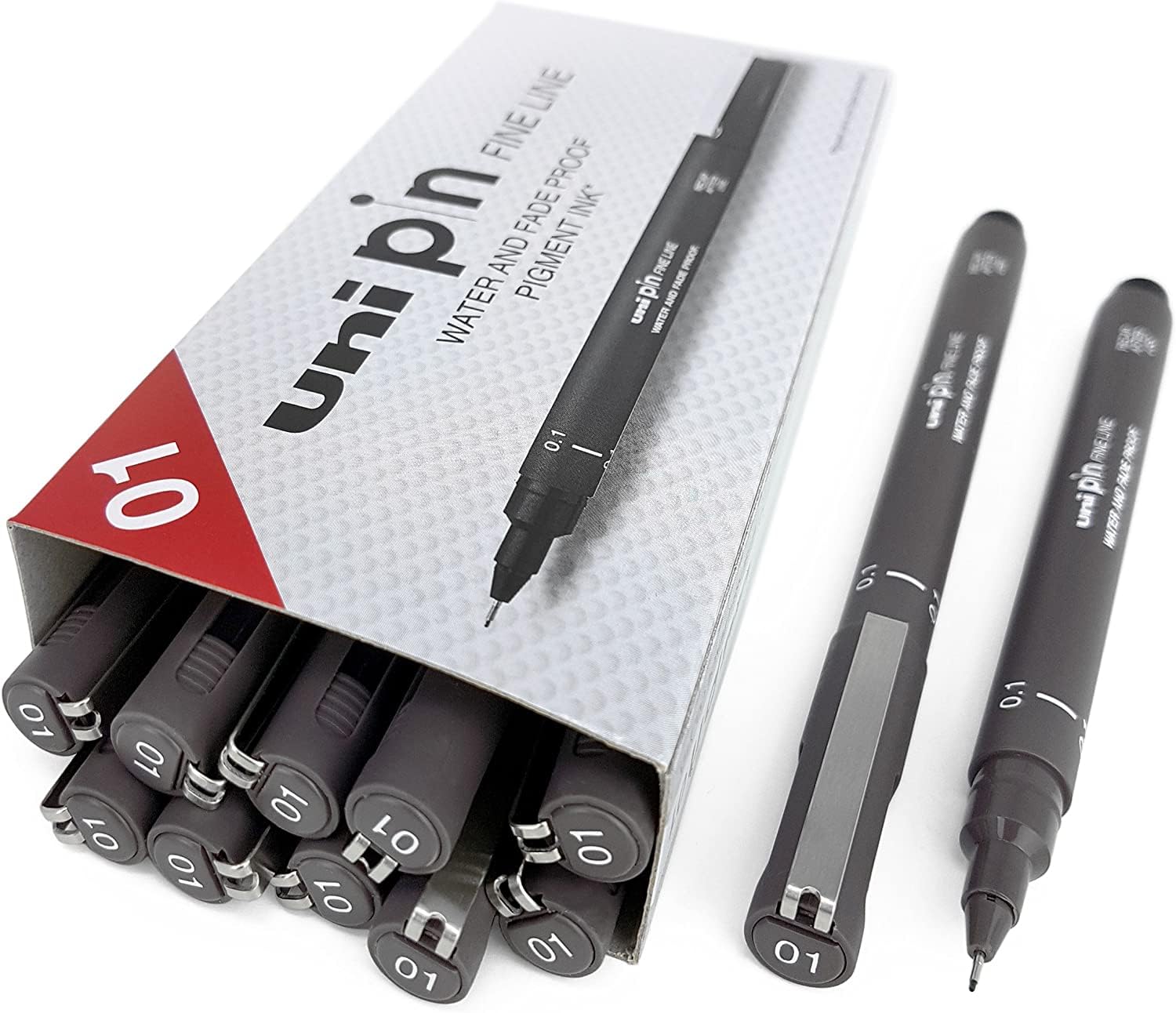 Uni Pin Fineliner Drawing Pen - Dark Grey Tone - 0.1mm - Box of 12