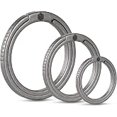 KeyUnity Titanium Flat Key Rings, 33/25/17.5mm Side Pushing Split Ring for Key Carabiner Flashlight Knife Dog ID Collar Tag