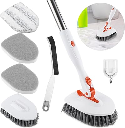 Thboxes 3 in 1 Shower Cleaning Brush 52in Extendable Scrubber with 3 Heads