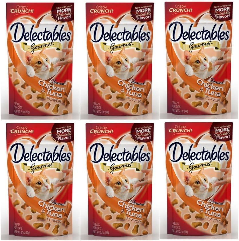 Delectables Gourmet Crunchy Cat Treats - Braised Chicken & Tuna (6pack)