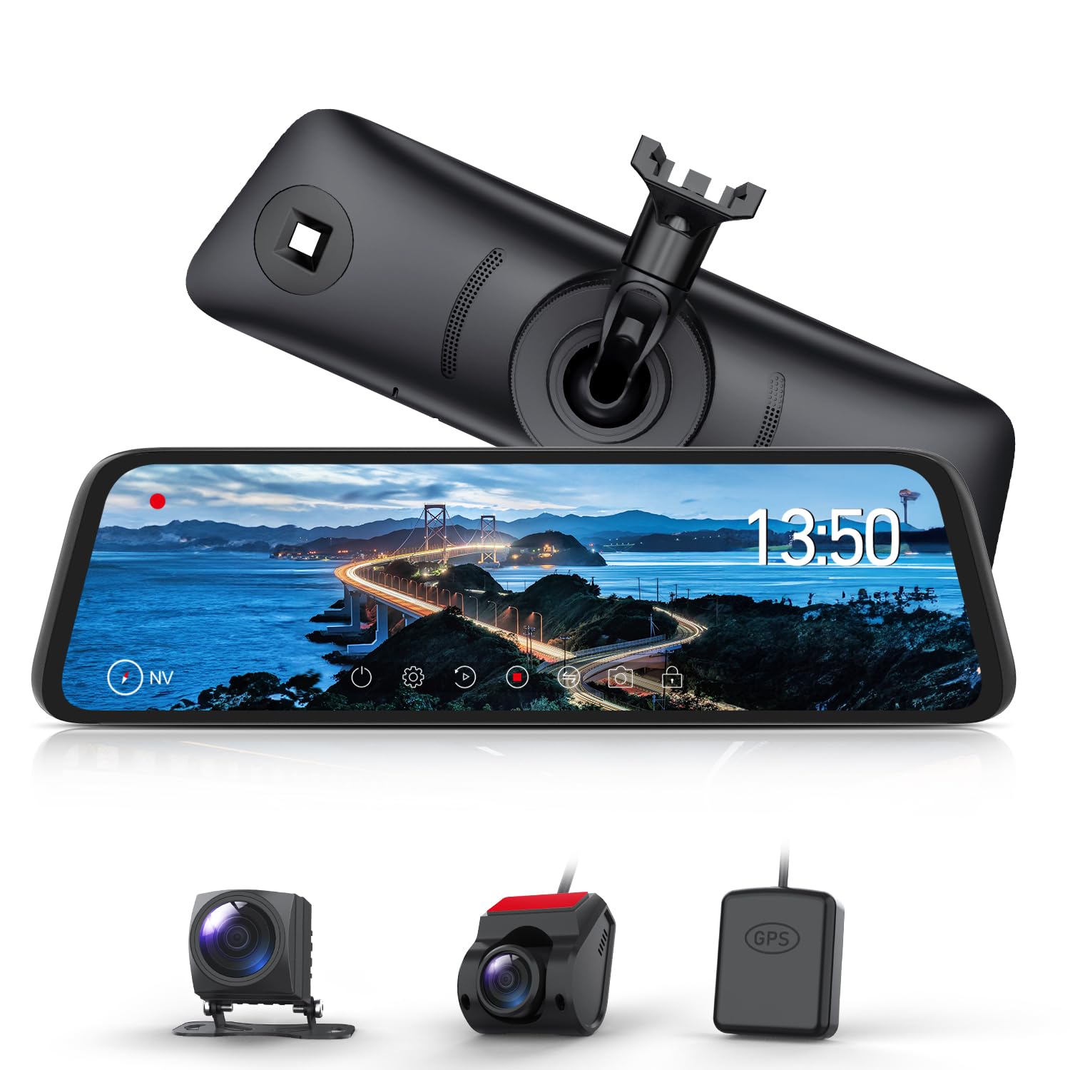 AUTO-VOX T9 Pro 最強 純正交換 ドライブレコーダー ミラー型 前後カメラ 分離式 自動輝度調整・自動リアビュー・超暗視機能・ HDR/WDR搭載 ドラレコ ミラー型 10インチ フリＨＤ タッチパネル式 GPS搭載 駐車監視 衝撃録画 デジタルインナーミラー 広角 IP68防水 日本語説明書【95%車種対応】メーカー18ヶ月保証商品画像