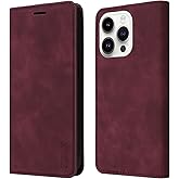 ZZXX for iPhone 14 Pro Case Wallet with [RFID Blocking] Card Slot Photo Fram Kickstand Magnetic Soft Leather Flip Fold Case for iPhone 14 Pro Wallet Case(Wine Red-6.1 inch)