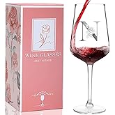 Personalized Wine Glass Gifts for Women, Monogrammed A-Z Wine Glass with Gift Box & Greeting Card, Customized Wine Glasses Initial Wine Glasses Gift for Birthday, Mothers Day, Best Friend, Sister (N)
