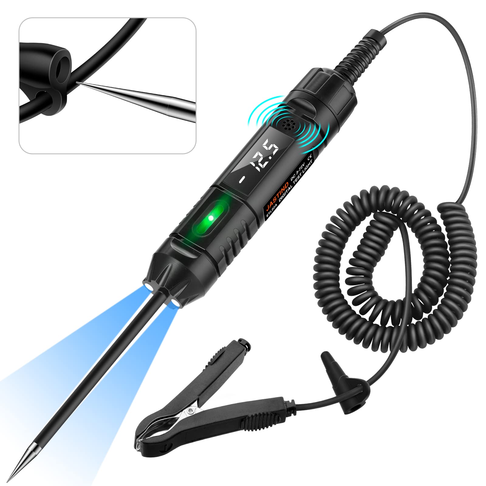 Photo 1 of Heavy Duty 3-72V Digital LED Automotive Test Light, Circuit Tester with Polarity Indicate and Illuminating Lights, Car Truck Low DC Voltage Light Tester with Stainless Probe & 142 Inch Extended Wire