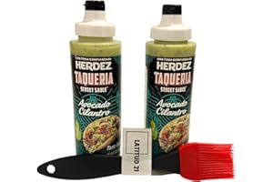 Latitud 21 HERDEZ TAQUERIA STREET SAUCE Avocado Cilantro, Mild, 2-pack (9 OZ each) With One L21 8" Silicone Heat Resistant Baking Basting with Red Brush!