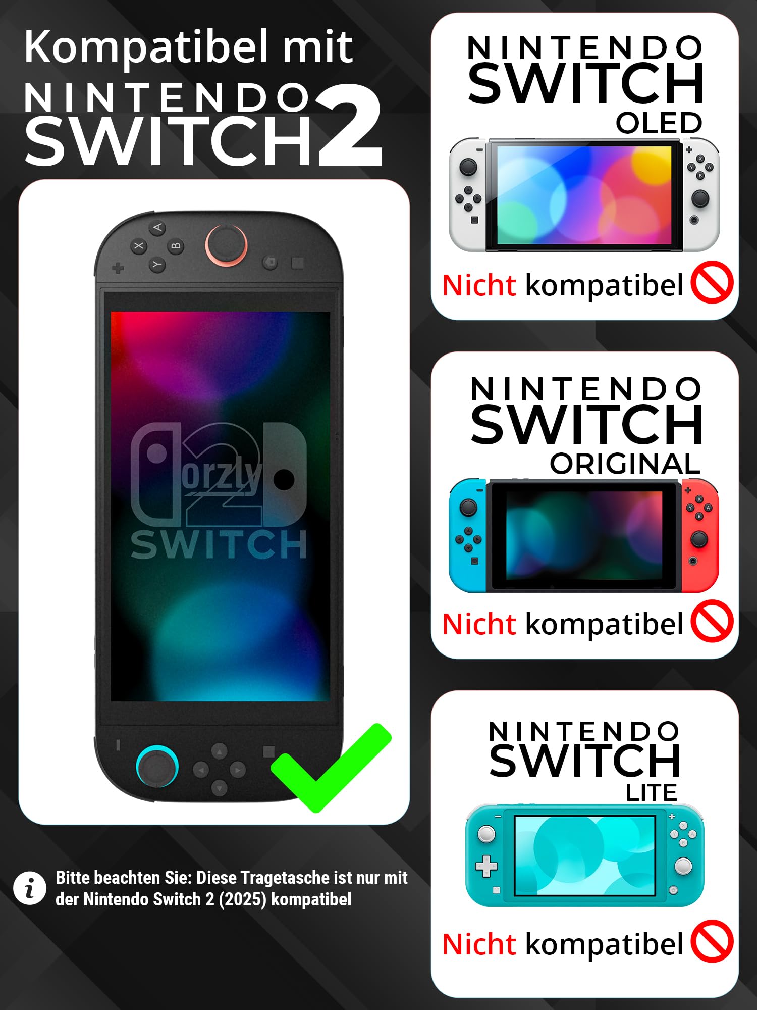Orzly Tragetasche für die Nintendo Switch 2 (2025) Konsole, 7,9 Zoll Bildschirmschutz, Hartschalenetui mit intelligenter Aufbewahrung für Zubehör und Spiele, Taschen, Geschenkbox-Edition 2