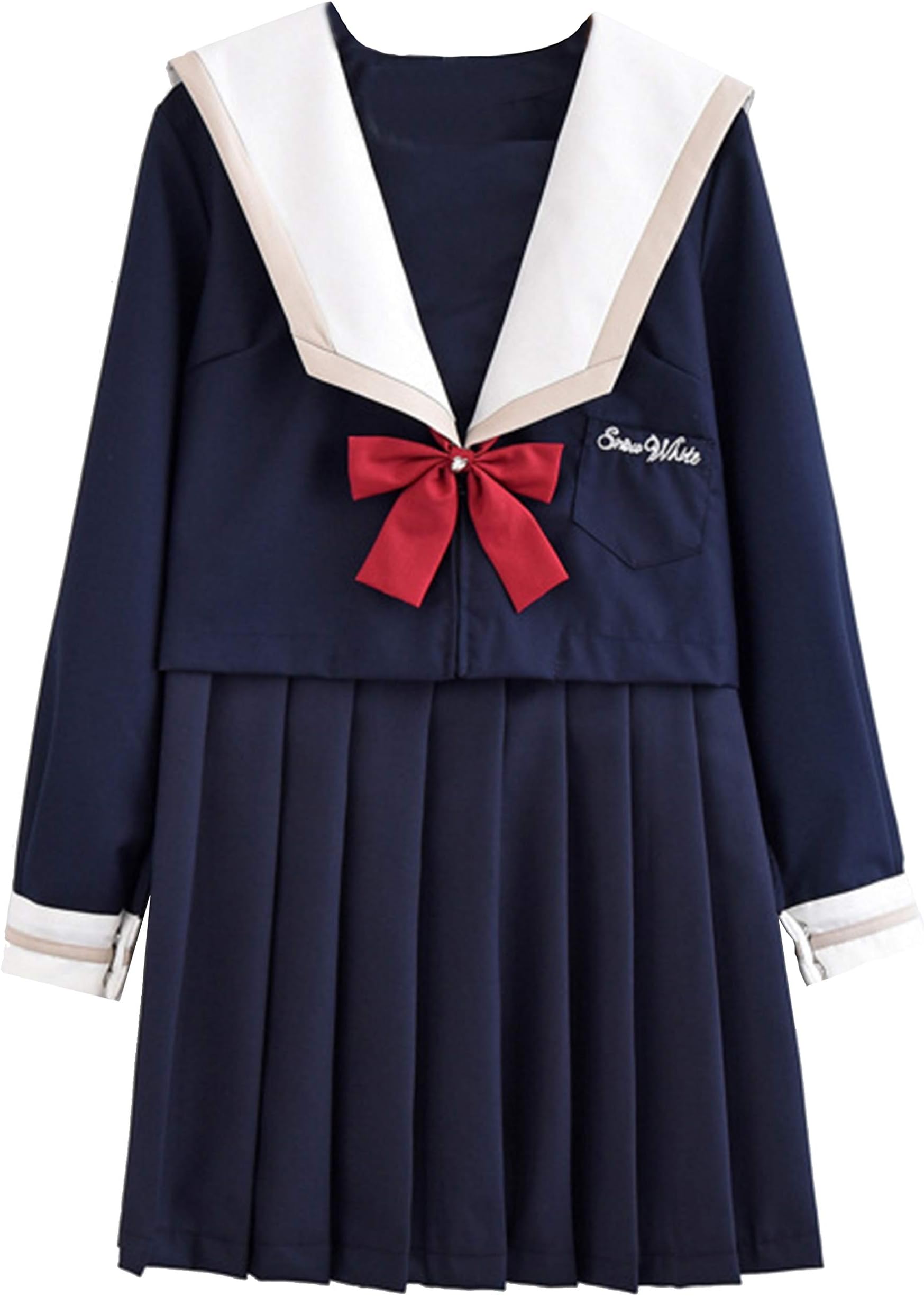 Japanese Navy Anime JK Uniform Sailor Suit Short Sleeves Blouse Adjustable Dress Set for Girls Women