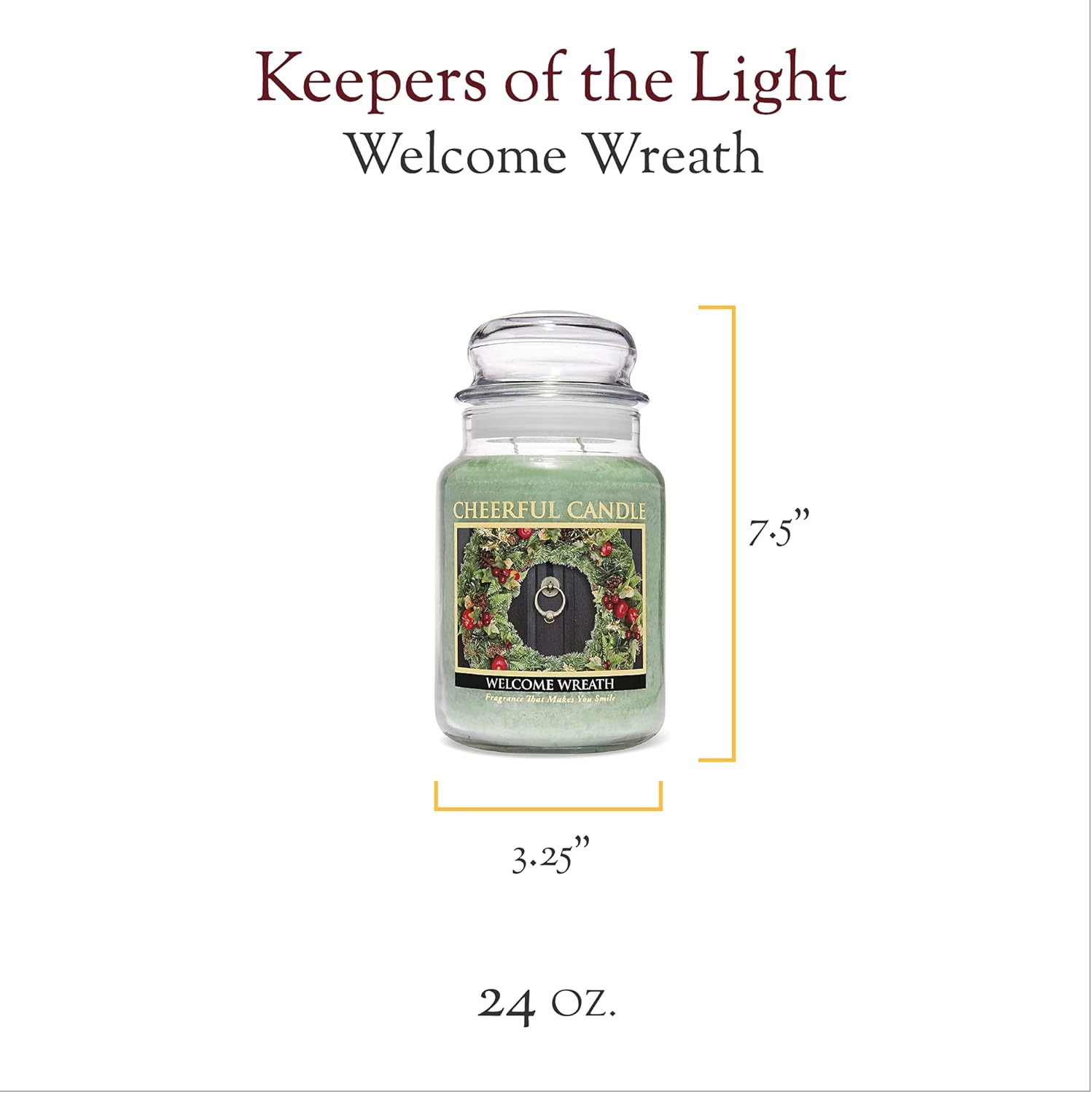 A Cheerful Giver - Welcome Wreath Scented Glass Jar Candle (24 oz) with Lid & True to Life Fragrance Made in USA: Home & Kitchen