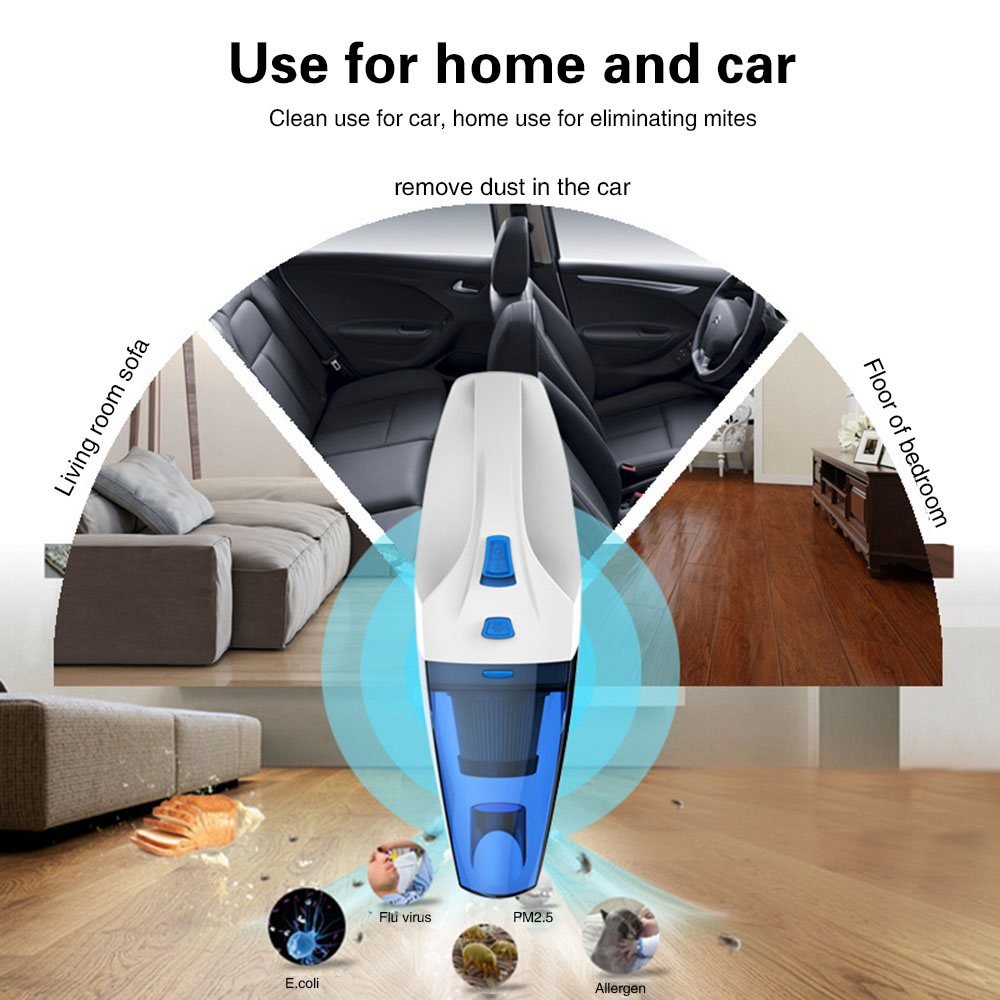 Wivarra Aspirateur à Main Aspirateur Sans Fil Rechargeable Batterie 2500mAh 120W Charge Rapide avec une Puissante Aspiration Nettoyage Humide et Sec pour Maison Voiture
