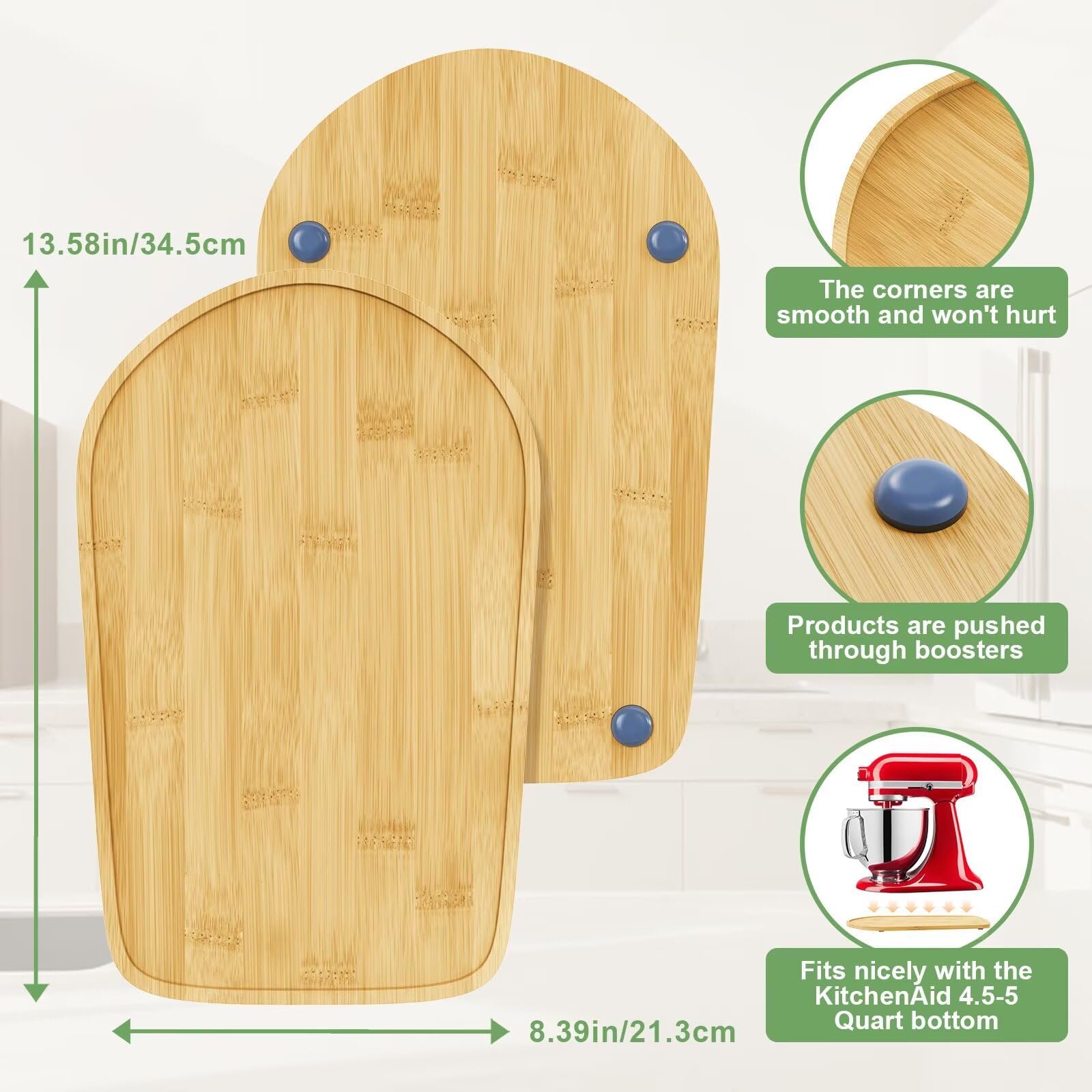 Bamboo Mixer Slider Mat for Kitchenaid 4.5-5 Qt Tilt Head Stand Mixer, Appliance Sliders For Kitchen Appliances Countertop, Kitchenaid Mixer Attachments for Stand Mixer, Mixer Moving Tray Attachments