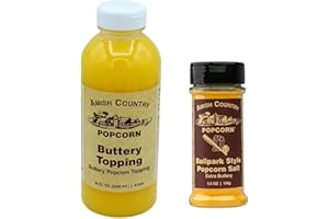 Amish Country Popcorn | Seasoning and Topping Variety Pack | Buttery Topping - 16 oz and Ballpark ButterSalt Popcorn Salt - 6