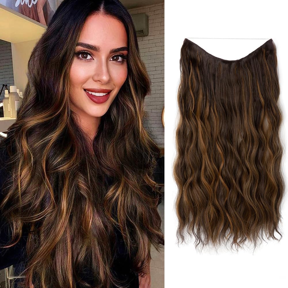 RPAEOY Long Wavy Wigs Clip in Hair Extension for Women 20 Inch Corn Curly Natural Synthetic Hair Heat Resistant Fiber Wigs Fluffy Replacement Wigs for Cosplay Daily Use Party Wear (#2)