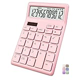 Exlliy Standard Calculator 12 Digit,Pink Desktop