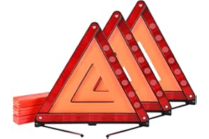 weyleity Emergency Warning Triangles | 3 Pack Road Emergency Warning Reflector Roadside Safety Triangle Kits Reflective Warni