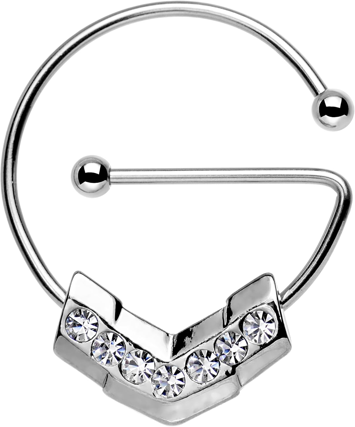 Body Candy Stainless Steel Barbell Clear Accent Chevron