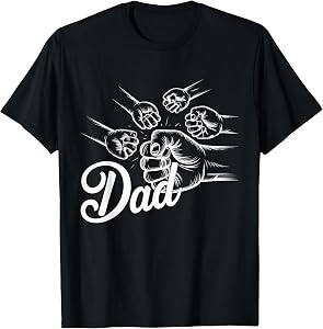 Funny Dad of Four Toddler Kids Fathers Day Fist Bump Family T-Shirt