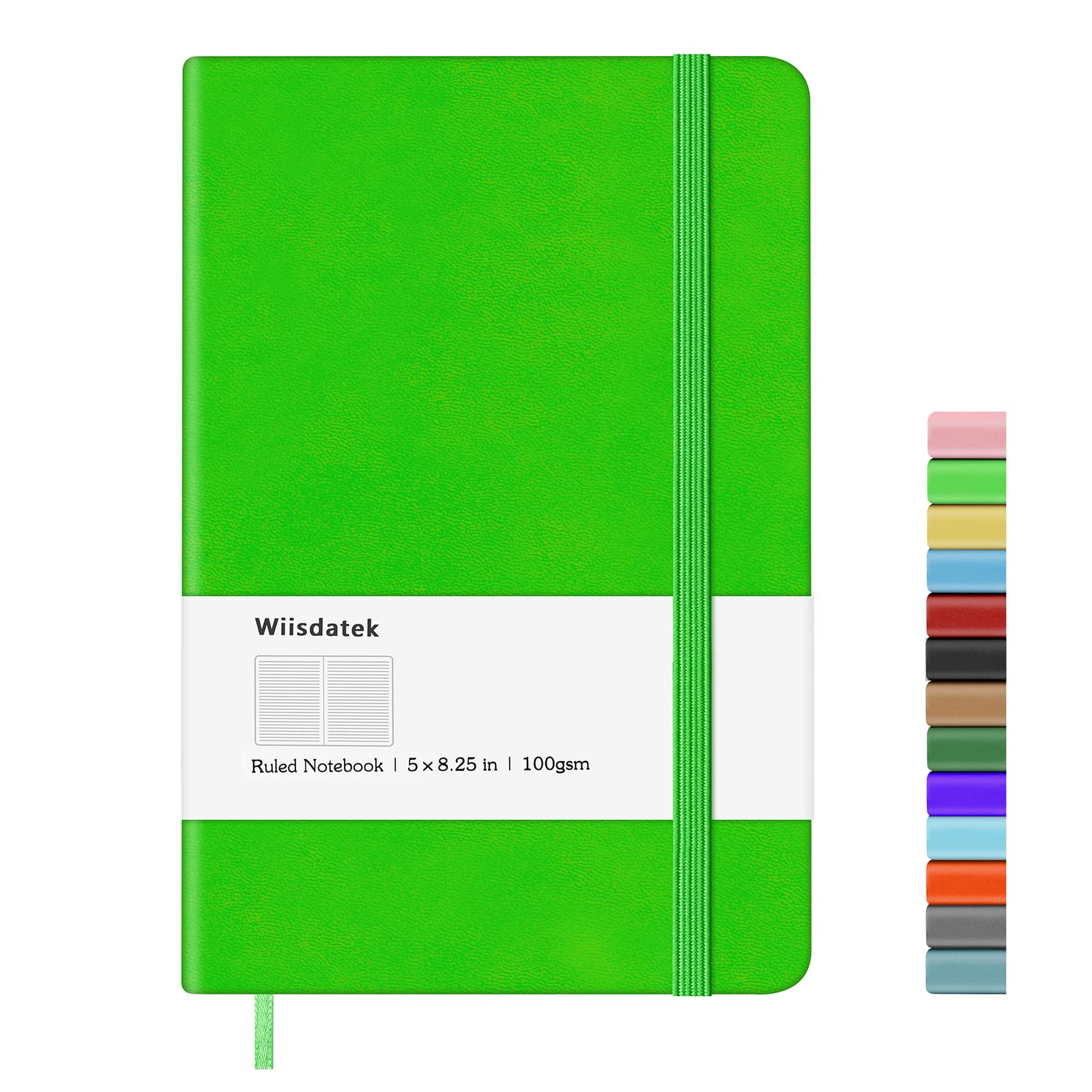 Wiisdatek A5 Notebook with Lined Pages, Hardback Journal Notepad Note Book New Notes Diary Pad for Office School Business Writing 5"×8.25"(Green)