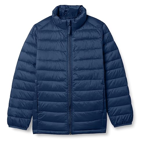 Amazon Essentials Boys' Lightweight Water-Resistant Packable Puffer Jacket, Navy, XX-Large