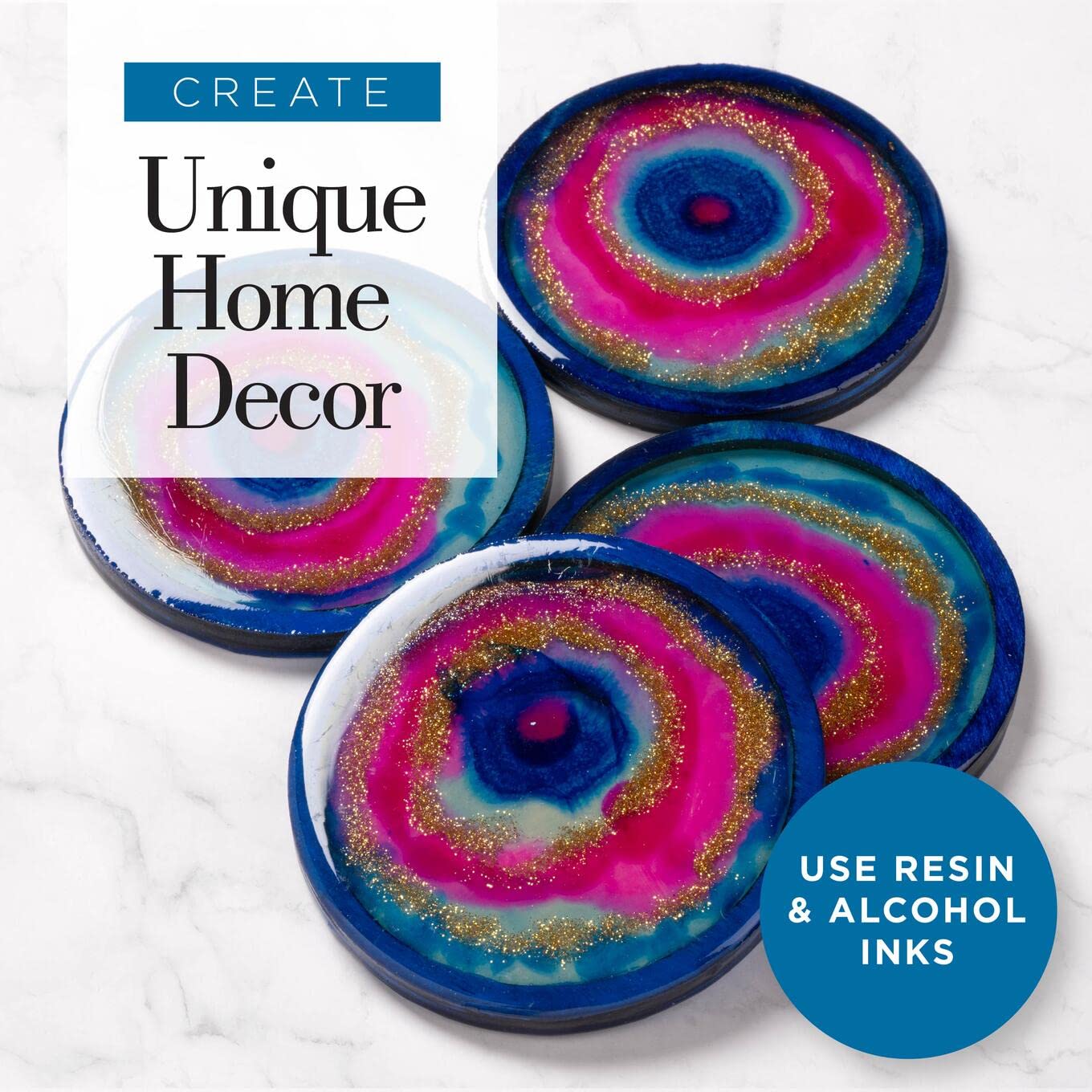 Mod Podge Resin Wood Coasters, Set of 4 Resin Pouring Coaster Kit, Pouring Surface for Epoxy Resin, DIY Craft Supplies for Resin Arts and Crafts Projects, 25485