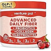 Venture Pal 6-in-1 Fiber Powder Supplement, GLP-1 Friendly, Gut & Digestive Support with Acacia Fiber, Prebiotic & Probiotics, Collagen & Electrolytes, Daily Fiber Powder for Women and Men, Sugar Free