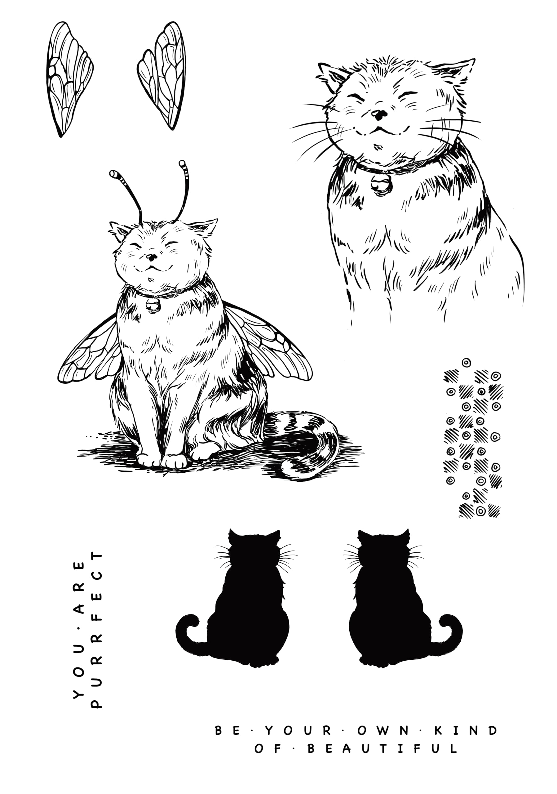 KatKin Krafts Bumblebee Cat 6 in x 8 in Clear Stamp Set, 6 x 8 in