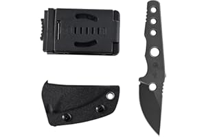 Petrified fish PFE13 Bison Fixed Blade Knife, 2.4" 14C28N Stonewashed Blade, 2.52oz 14C28N Handle Fixed Blade Knife for Camping EDC Tool Knife (Gray Stonewashed)