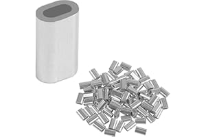 FUSIGO Aluminum Fishing Line Crimp Sleeves, 200pcs Single Barrel Oval Crimping Loop Sleeves Tubes Fishing Line Connector Fishing Wire Leader Rigging Tackle for Wire Rope Cable
