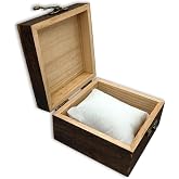 YKEBVPW Small Wooden Box with Hinged Lid for Jewelry Trinket and Watch Storage Paulownia Wood Square Memory Boxes with Latch Closure Tiny Box for Men and Women Rustic Craft Organizer