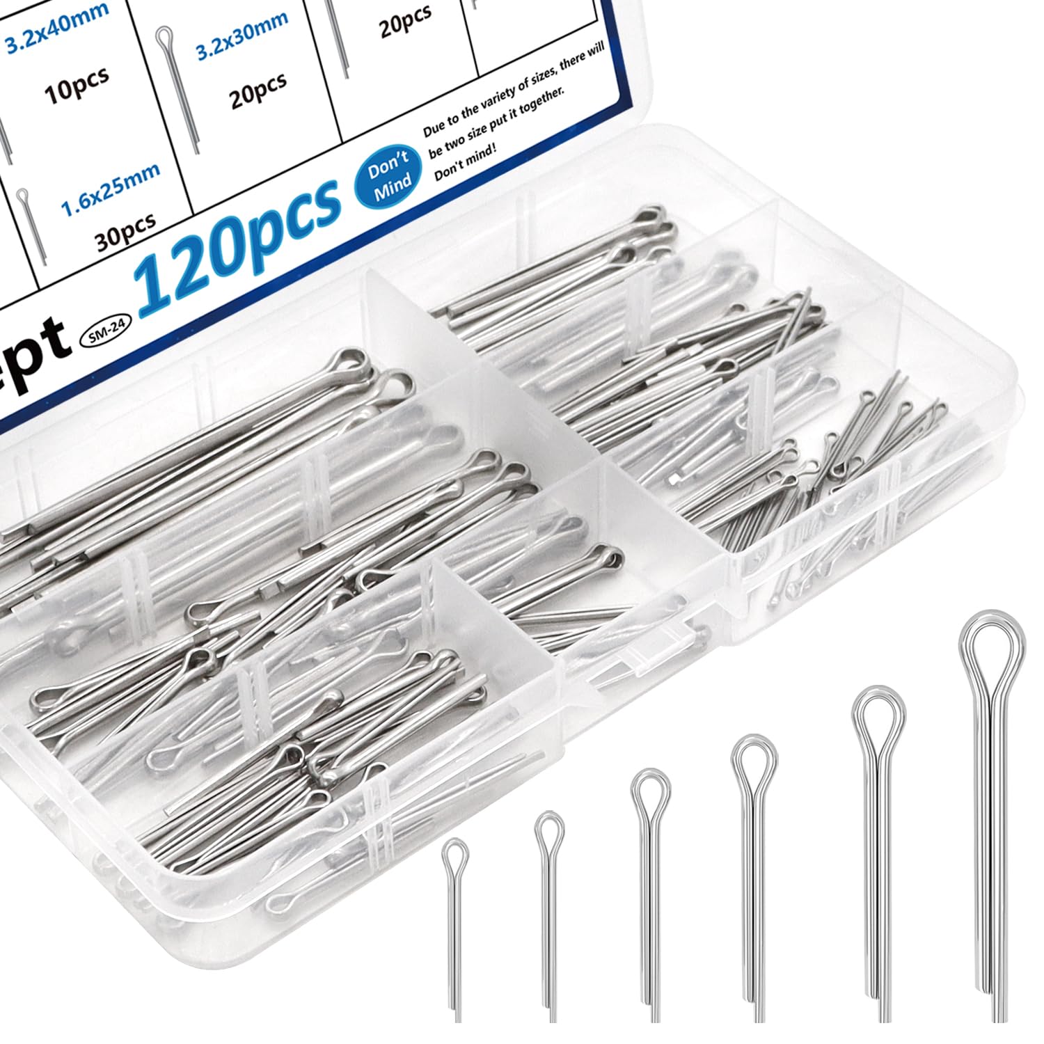 120pcs 304 Stainless Steel Cotter Pins Assortment Kit for Hitch