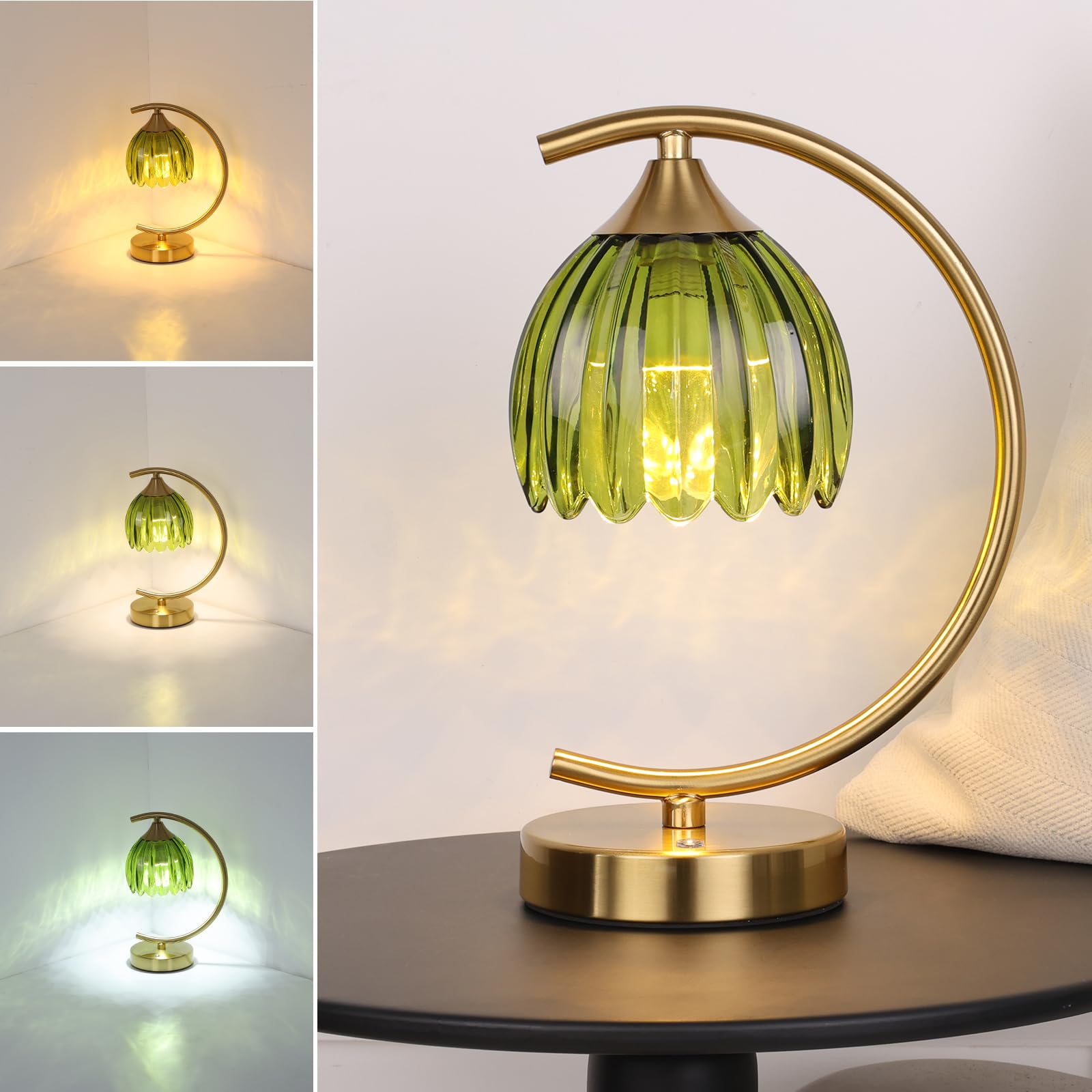 Photo 1 of ** FOR PARTS ONLY ** 
Shenmoyl Tulip Table Lamp with 5200mAh Battery & Touch Control, Cordless Lamp with 3 Color Temperatures Clear Bulb, Rechargeable Small Table Lamps for Living Room, Bedside, Nightstand (Green Tulip)