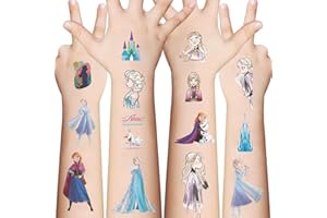 XYLL 10 Sheets Frozen Temporary Tattoos for Kids, Disney Princess Birthday Party Favors, Cute Cartoon Decoration Sticker Gifts for Teen Girl Boys Home Activity Class Prizes Carnival Christmas Rewards