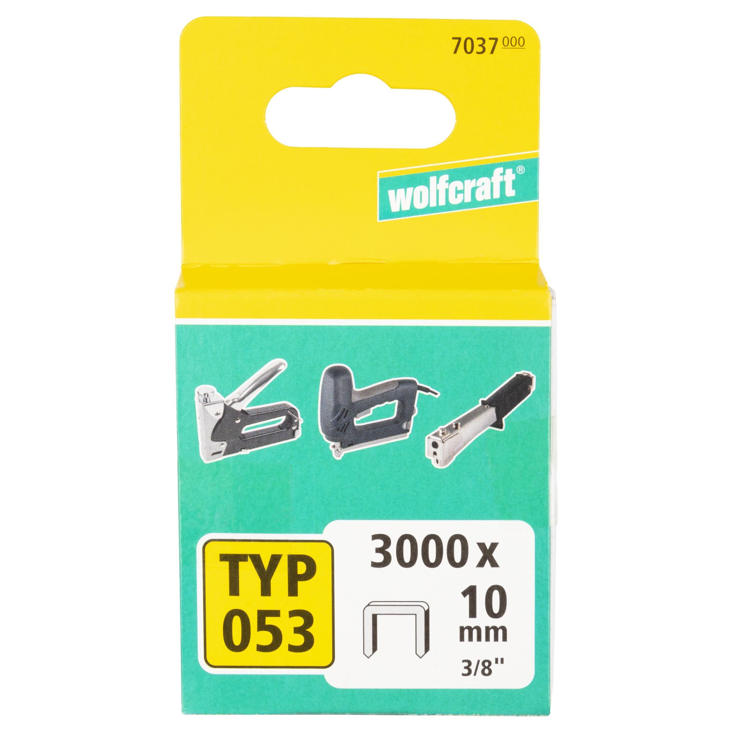 wolfcraft Broad Back Staple, Extra Hard Steel, Type 053 I 7037000 I Ideal for Fastening Fabric, Textiles and Thin Strips of Wood