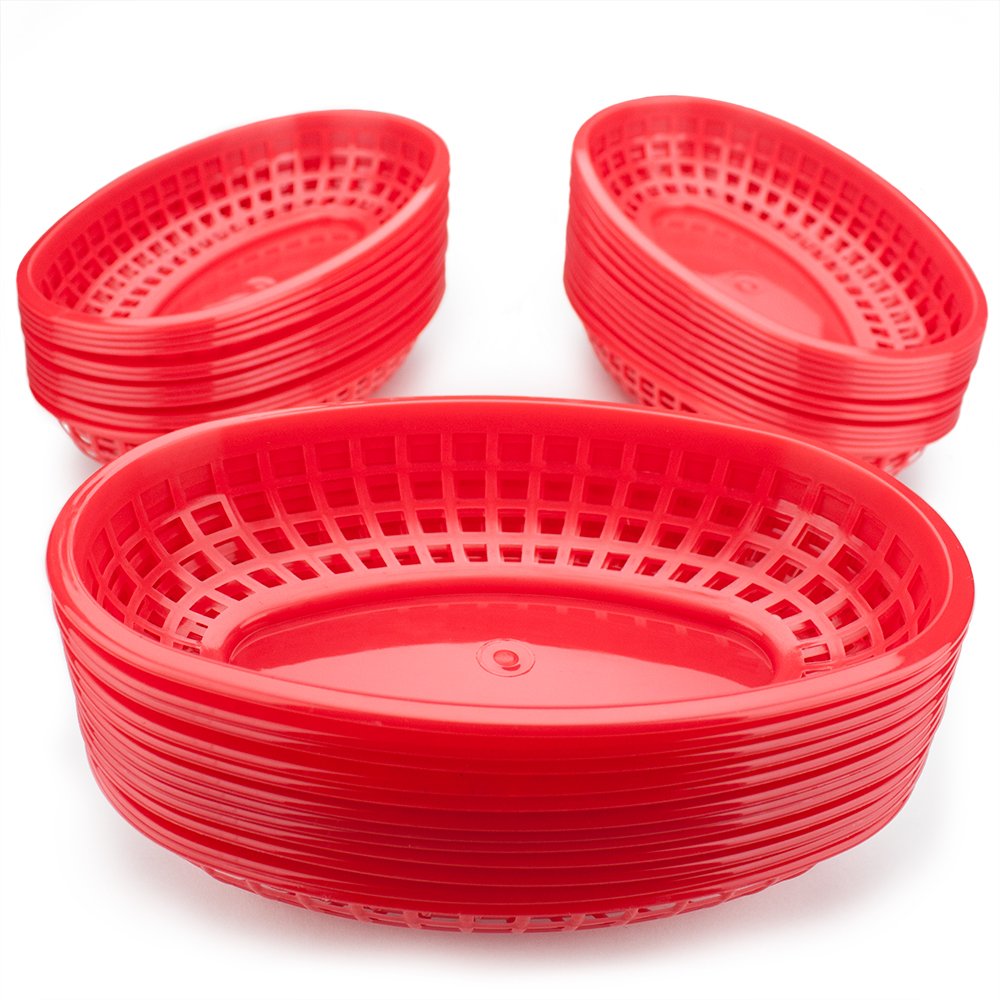 36 Large Red Plastic Food Baskets by Pudgy Pedro's Party Suppli... Free