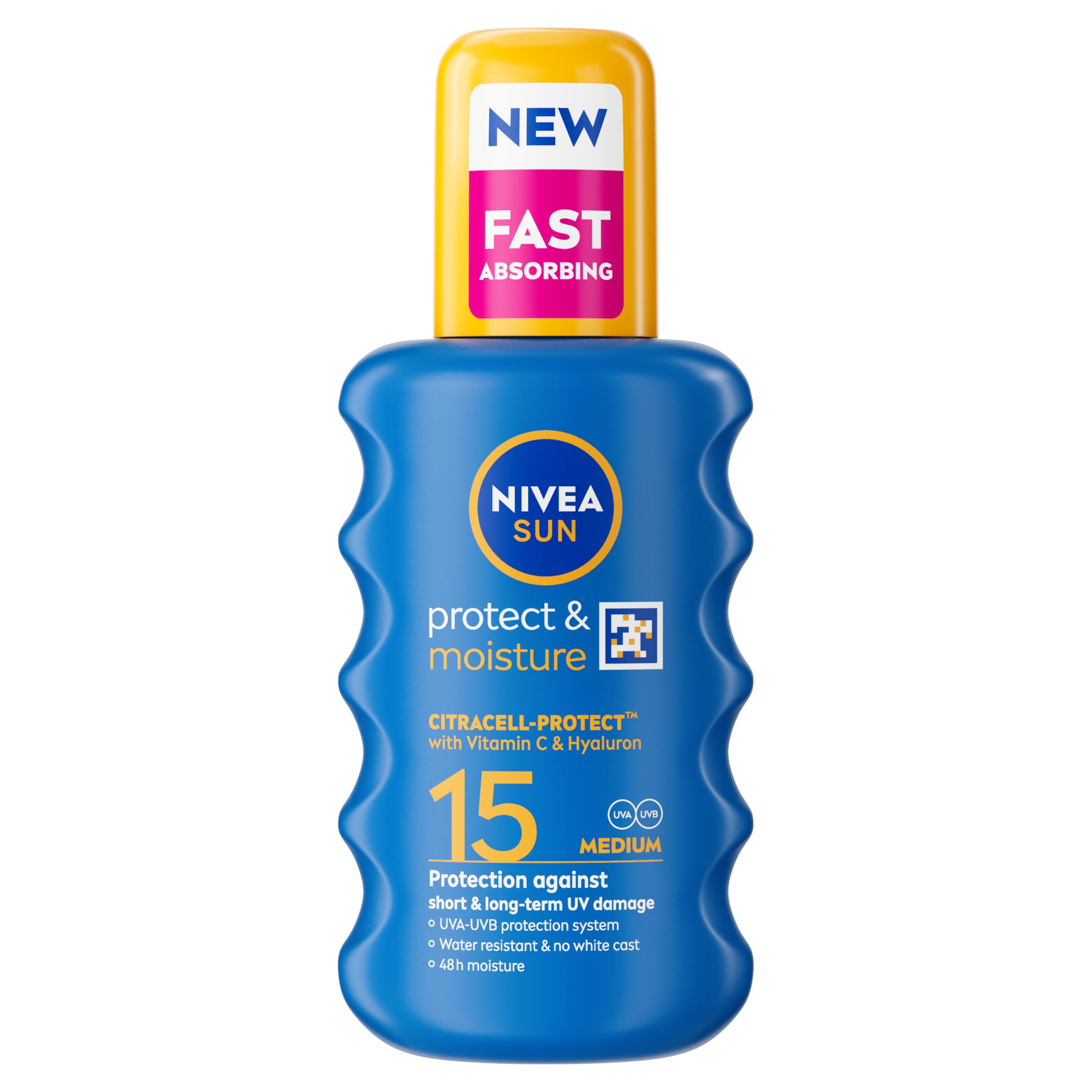NIVEA SUN Protect & Moisture Sun Spray SPF 15 (200ml), Moisturising Suncream Spray with SPF 15, Highly Effective Sunscreen Providing Immediate UVA + UVB Protection, Fast-Absorbing, No White Cast
