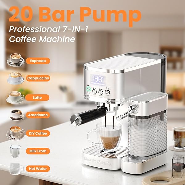 URINTELLS CUISING ESPRESSO MACHINE 20 BAR TEMPERATURE CONTROL LED DISPLAY EXPRESSO MACHINE FOR HOME WITH AUTOMATIC MILK FROTHER FOR CAPPUCCINO LATTE